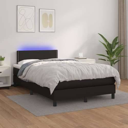 Krevet box spring s madracem LED crni 120x200cm od umjetne kože - Crna 120 x 200 cm Obično s čavlima Cijena