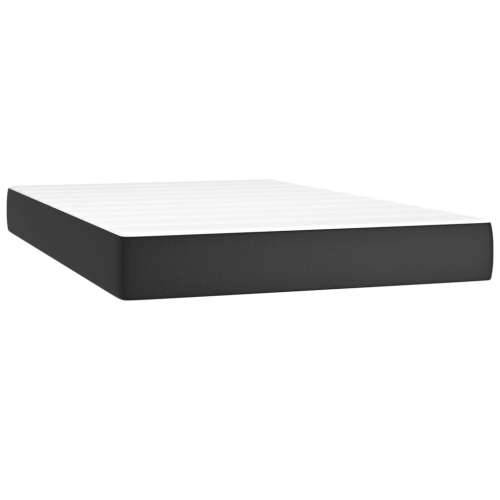 Krevet box spring s madracem LED crni 120x200cm od umjetne kože - Crna 120 x 200 cm Obično s čavlima Cijena