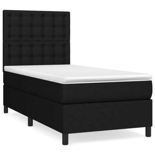 Krevet s oprugama i madracem crni 90x200 cm od tkanine - Crna 90 x 200 cm gumbi Cijena