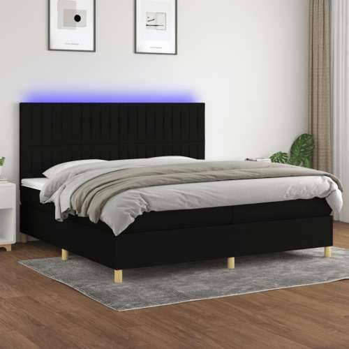 Krevet box spring s madracem LED crni 200x200 cm od tkanine - Crna 200 x 200 cm Okomite pruge Cijena
