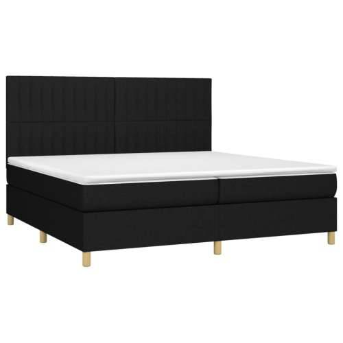 Krevet box spring s madracem LED crni 200x200 cm od tkanine - Crna 200 x 200 cm Okomite pruge Cijena