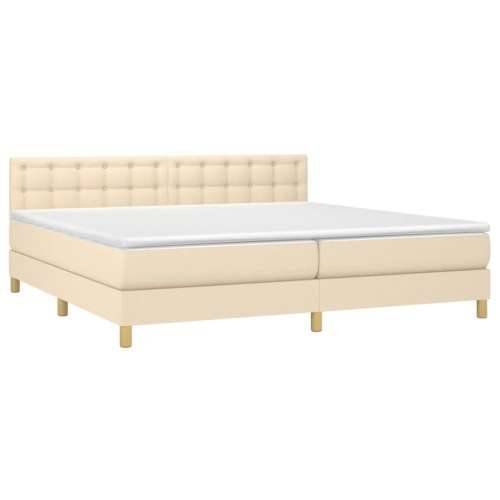Krevet box spring s madracem LED krem 200x200 cm od tkanine - Krema 200 x 200 cm gumbi Cijena