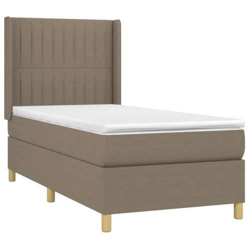 Krevet box spring s madracem LED smeđesivi 90x200 cm tkanina - Sivo-smeđa 90 x 200 cm Okomite pruge Cijena