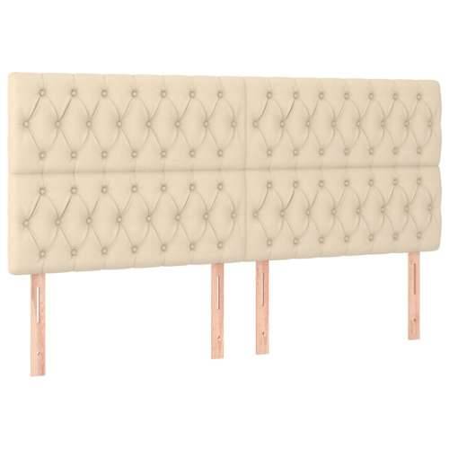 Krevet box spring s madracem LED krem 200x200 cm od tkanine - Krema 200 x 200 cm Dizajn s gumbima Cijena