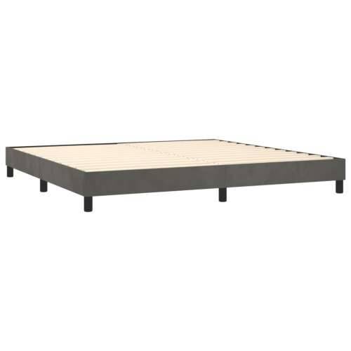 Krevet box spring s madracem LED tamnosivi 200x200 cm baršun - Tamno siva 200 x 200 cm gumbi Cijena