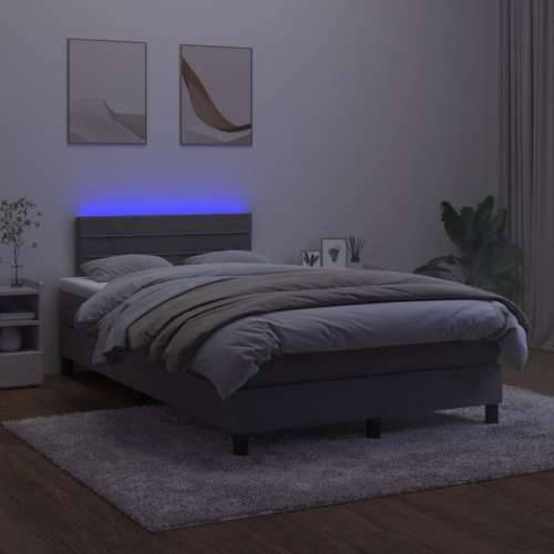 Krevet box spring s madracem LED tamnosivi 120 x 200 cm baršun - Tamno siva 120 x 200 cm vodoravne pruge Cijena