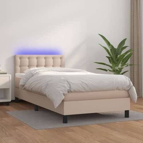 Krevet box spring i madrac LED cappuccino 80x200cm umjetna koža - Boja cappuccina 80 x 200 cm gumbi Cijena