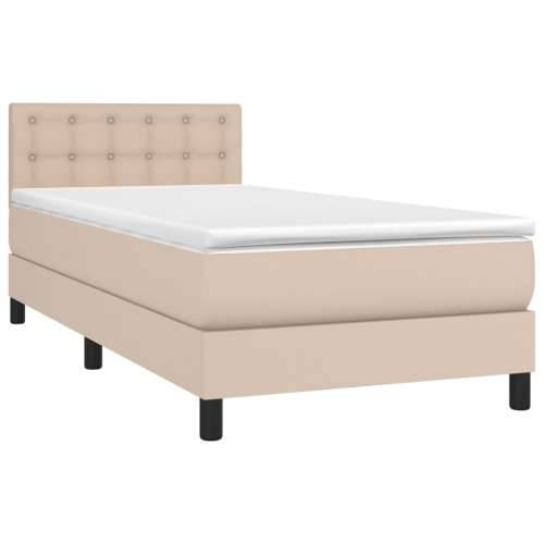 Krevet box spring i madrac LED cappuccino 80x200cm umjetna koža - Boja cappuccina 80 x 200 cm gumbi Cijena