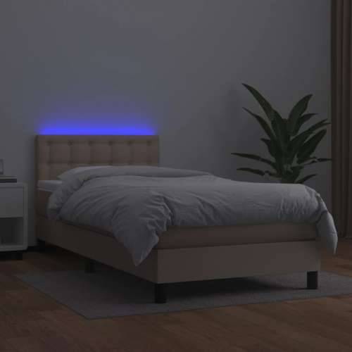 Krevet box spring i madrac LED cappuccino 80x200cm umjetna koža - Boja cappuccina 80 x 200 cm gumbi Cijena