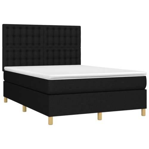 Krevet box spring s madracem LED crni 140x200 cm od tkanine - Crna 140 x 200 cm gumbi Cijena