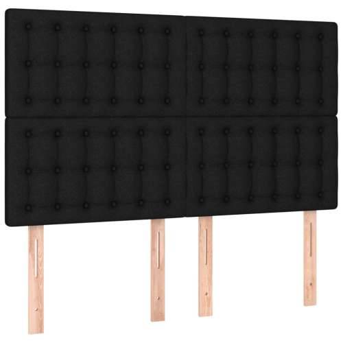 Krevet box spring s madracem LED crni 140x200 cm od tkanine - Crna 140 x 200 cm gumbi Cijena