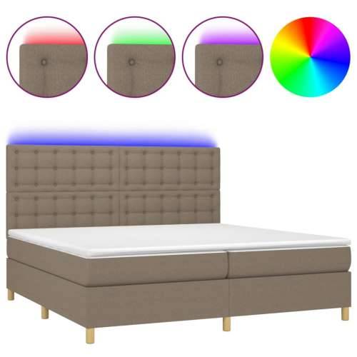 Krevet box spring s madracem LED smeđesivi 200x200 cm tkanina - Sivo-smeđa 200 x 200 cm gumbi Cijena