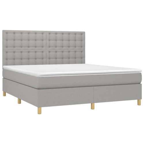 Krevet box spring s madracem LED svjetlosivi 180x200 cm tkanina - Svjetlosiva 180 x 200 cm gumbi Cijena