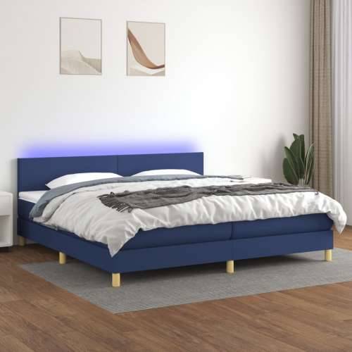 Krevet box spring s madracem LED plavi 200x200 cm od tkanine - Plava 200 x 200 cm Gladak dizajn Cijena
