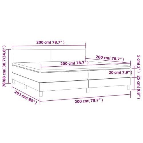 Krevet box spring s madracem LED plavi 200x200 cm od tkanine - Plava 200 x 200 cm Gladak dizajn Cijena