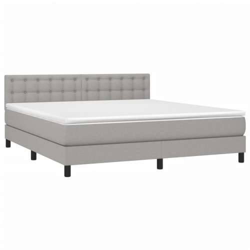 Krevet box spring s madracem LED svjetlosivi 160x200 cm tkanina - Svjetlosiva 160 x 200 cm gumbi Cijena