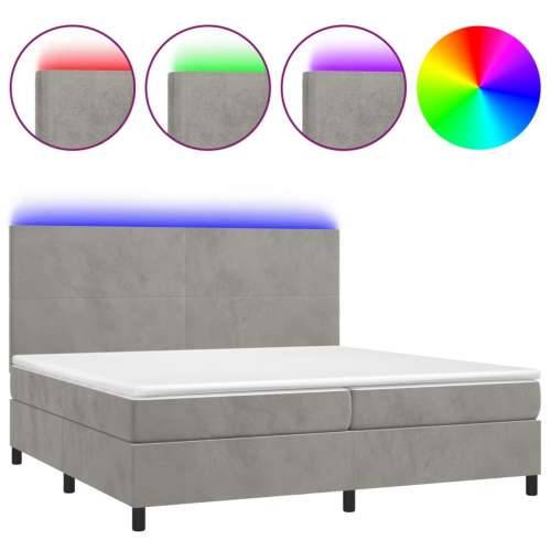 Krevet box spring s madracem LED svjetlosivi 200x200 cm baršun - Svjetlosiva 200 x 200 cm Gladak dizajn Cijena