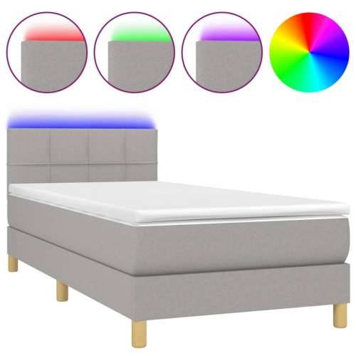 Krevet box spring s madracem LED svjetlosivi 80x200 cm tkanina - Svjetlosiva 80 x 200 cm Blok s kvadratima Cijena