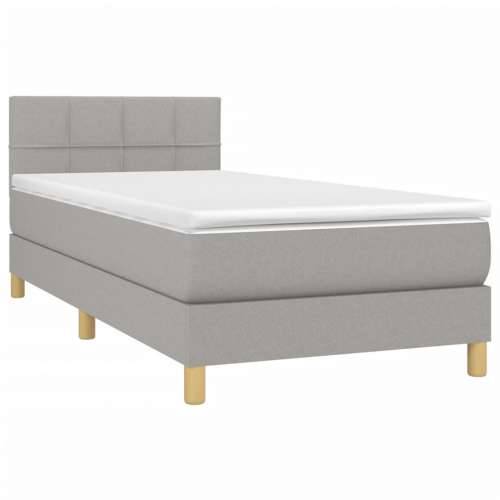 Krevet box spring s madracem LED svjetlosivi 80x200 cm tkanina - Svjetlosiva 80 x 200 cm Blok s kvadratima Cijena
