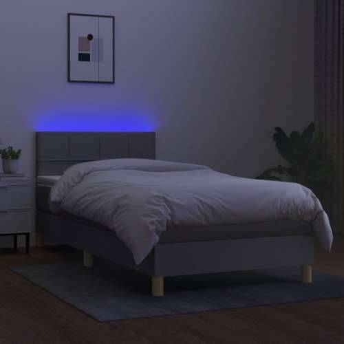 Krevet box spring s madracem LED svjetlosivi 80x200 cm tkanina - Svjetlosiva 80 x 200 cm Blok s kvadratima Cijena
