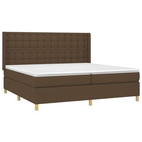 Krevet box spring s madracem LED tamnosmeđi 200x200 cm tkanina - Tamno smeđa 200 x 200 cm gumbi Cijena