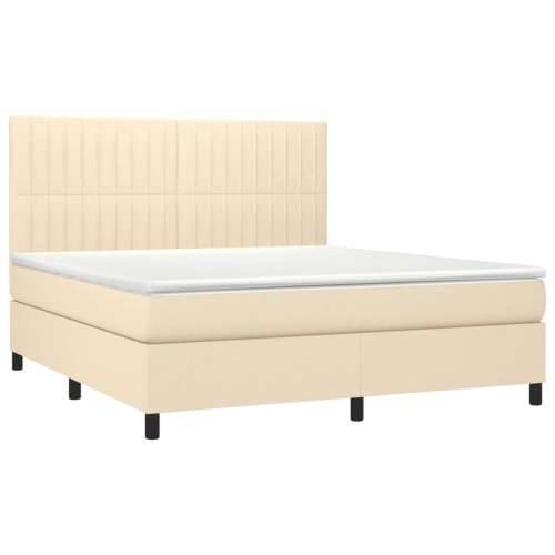 Krevet box spring s madracem LED krem 160x200 cm od tkanine - Krema 160 x 200 cm Okomite pruge Cijena