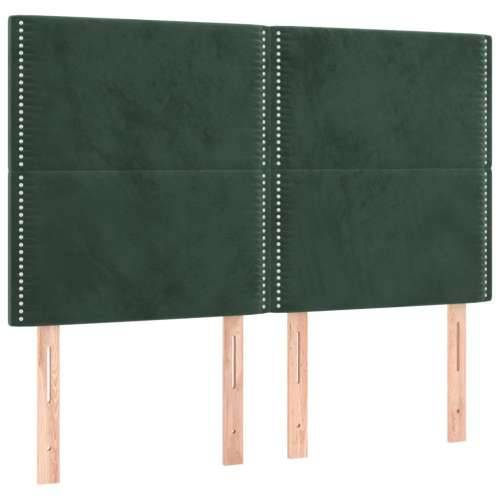 Krevet box spring s madracem LED tamnozeleni 140x190 cm baršun - Tamnozelena 140 x 190 cm Obično s čavlima Cijena