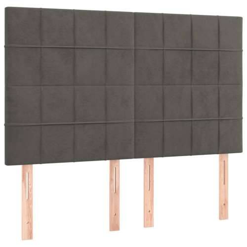 Krevet box spring s madracem LED tamnosivi 140x200 cm baršun - Tamno siva 140 x 200 cm Blok s kvadratima Cijena