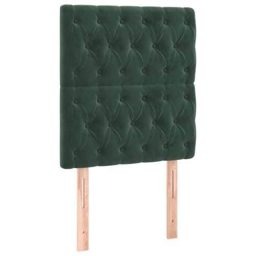 Krevet box spring s madracem LED tamnozeleni 100x200 cm baršun - Tamnozelena 100 x 200 cm Dizajn s gumbima Cijena