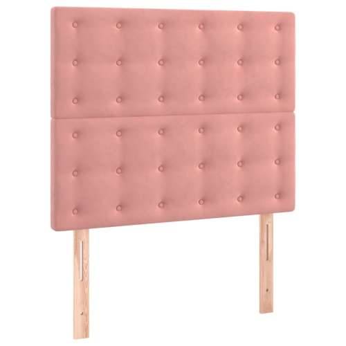 Krevet box spring s madracem LED ružičasti 90x200 cm baršunasti - Ružičasta 90 x 200 cm gumbi Cijena