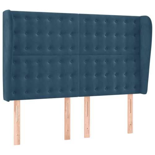 Krevet box spring s madracem LED tamnoplavi 140x200 cm baršun - Tamno plava 140 x 200 cm gumbi Cijena