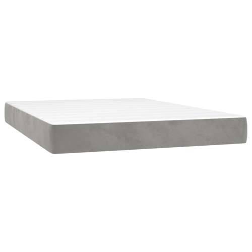 Krevet box spring s madracem LED svjetlosivi 140x200 cm baršun - Svjetlosiva 140 x 200 cm gumbi Cijena
