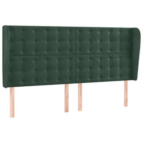 Krevet box spring s madracem LED tamnozeleni 200x200 cm baršun - Tamnozelena 200 x 200 cm gumbi Cijena