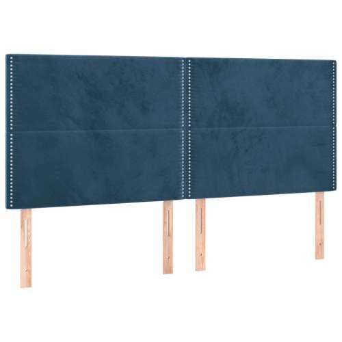 Krevet box spring s madracem LED tamnoplavi 160x200 cm baršun - Tamno plava 160 x 200 cm Obično s čavlima Cijena
