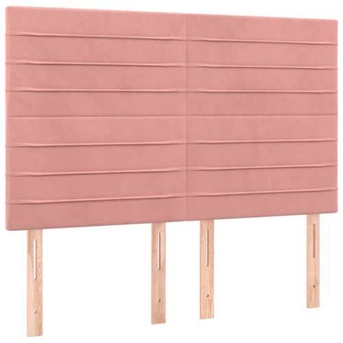 Krevet box spring s madracem LED ružičasti 140x200cm baršunasti - Ružičasta 140 x 200 cm vodoravne pruge Cijena