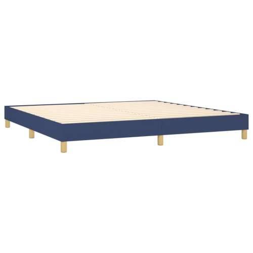 Krevet box spring s madracem LED plavi 200x200 cm od tkanine - Plava 200 x 200 cm gumbi Cijena