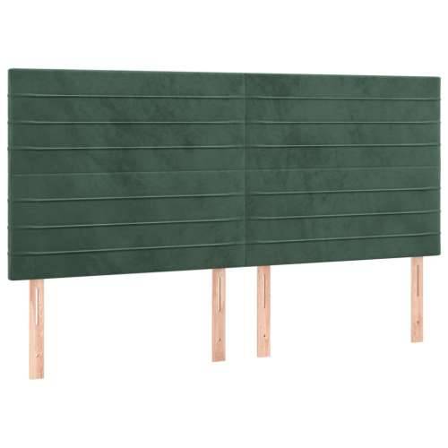 Krevet box spring s madracem LED tamnozeleni 200x200 cm baršun - Tamnozelena 200 x 200 cm vodoravne pruge Cijena