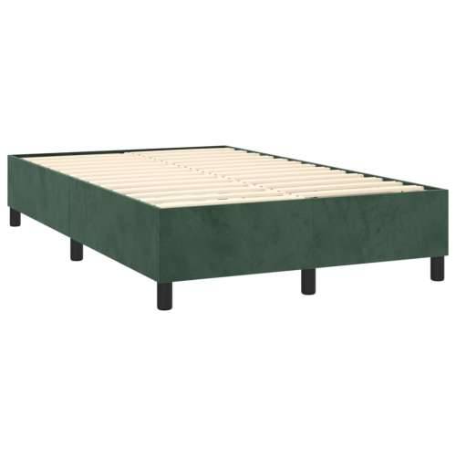 Krevet box spring s madracem LED tamnozeleni 120x200 cm baršun - Tamnozelena 120 x 200 cm Dizajn s gumbima Cijena