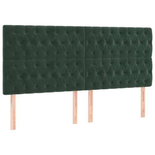 Krevet box spring s madracem LED tamnozeleni 200x200 cm baršun - Tamnozelena 200 x 200 cm Dizajn s gumbima Cijena