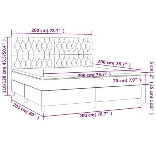 Krevet box spring s madracem LED tamnozeleni 200x200 cm baršun - Tamnozelena 200 x 200 cm Dizajn s gumbima Cijena