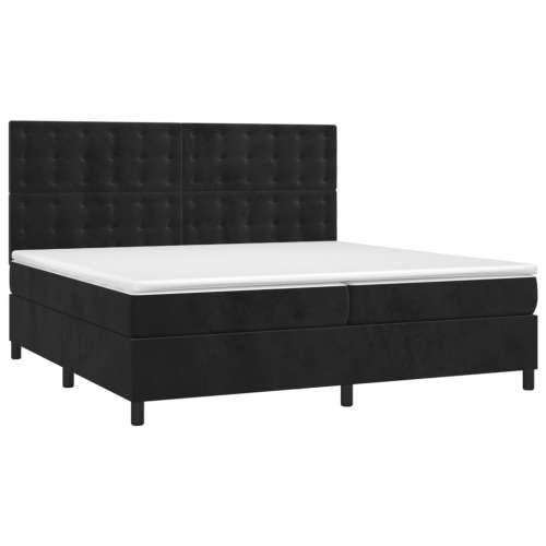 Krevet box spring s madracem LED crni 200x200 cm baršun - Crna 200 x 200 cm gumbi Cijena