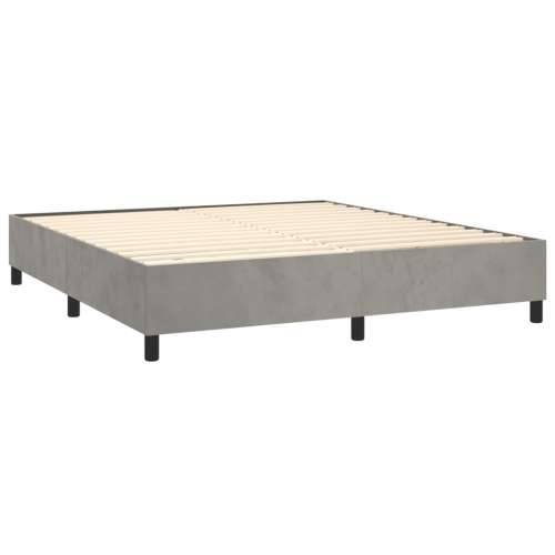 Krevet box spring s madracem LED svjetlosivi 180x200 cm baršun - Svjetlosiva 180 x 200 cm Obično s čavlima Cijena
