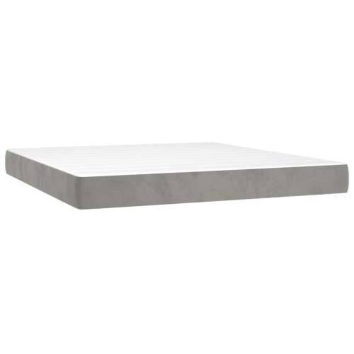Krevet box spring s madracem LED svjetlosivi 180x200 cm baršun - Svjetlosiva 180 x 200 cm Obično s čavlima Cijena