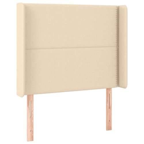 Krevet box spring s madracem LED krem 90x200 cm od tkanine - Krema 90 x 200 cm Obično s čavlima Cijena