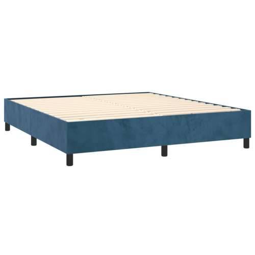 Krevet box spring s madracem LED tamnoplavi 160x200 cm baršun - Tamno plava 160 x 200 cm vodoravne pruge Cijena