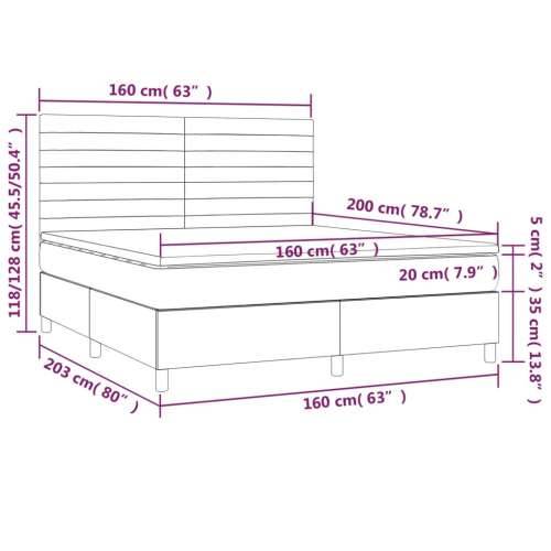 Krevet box spring s madracem LED tamnoplavi 160x200 cm baršun - Tamno plava 160 x 200 cm vodoravne pruge Cijena