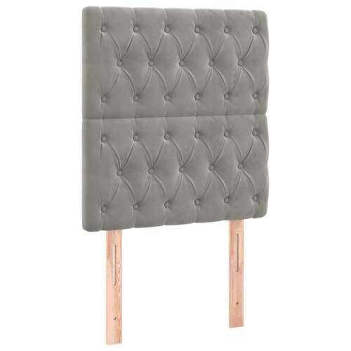Krevet box spring s madracem LED svjetlosivi 90x190 cm baršun - Svjetlosiva 90 x 190 cm Dizajn s gumbima Cijena