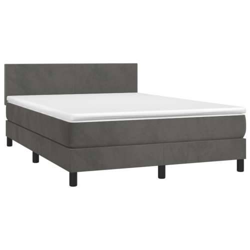 Krevet box spring s madracem LED tamnosivi 140x200 cm baršun - Tamno siva 140 x 200 cm Gladak dizajn Cijena