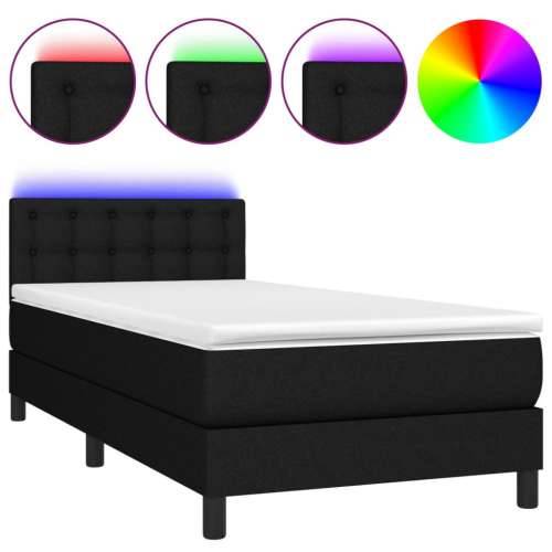 Krevet box spring s madracem LED crni 100x200 cm od tkanine - Crna 100 x 200 cm gumbi Cijena