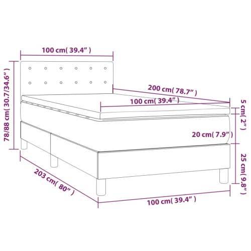 Krevet box spring s madracem LED crni 100x200 cm od tkanine - Crna 100 x 200 cm gumbi Cijena